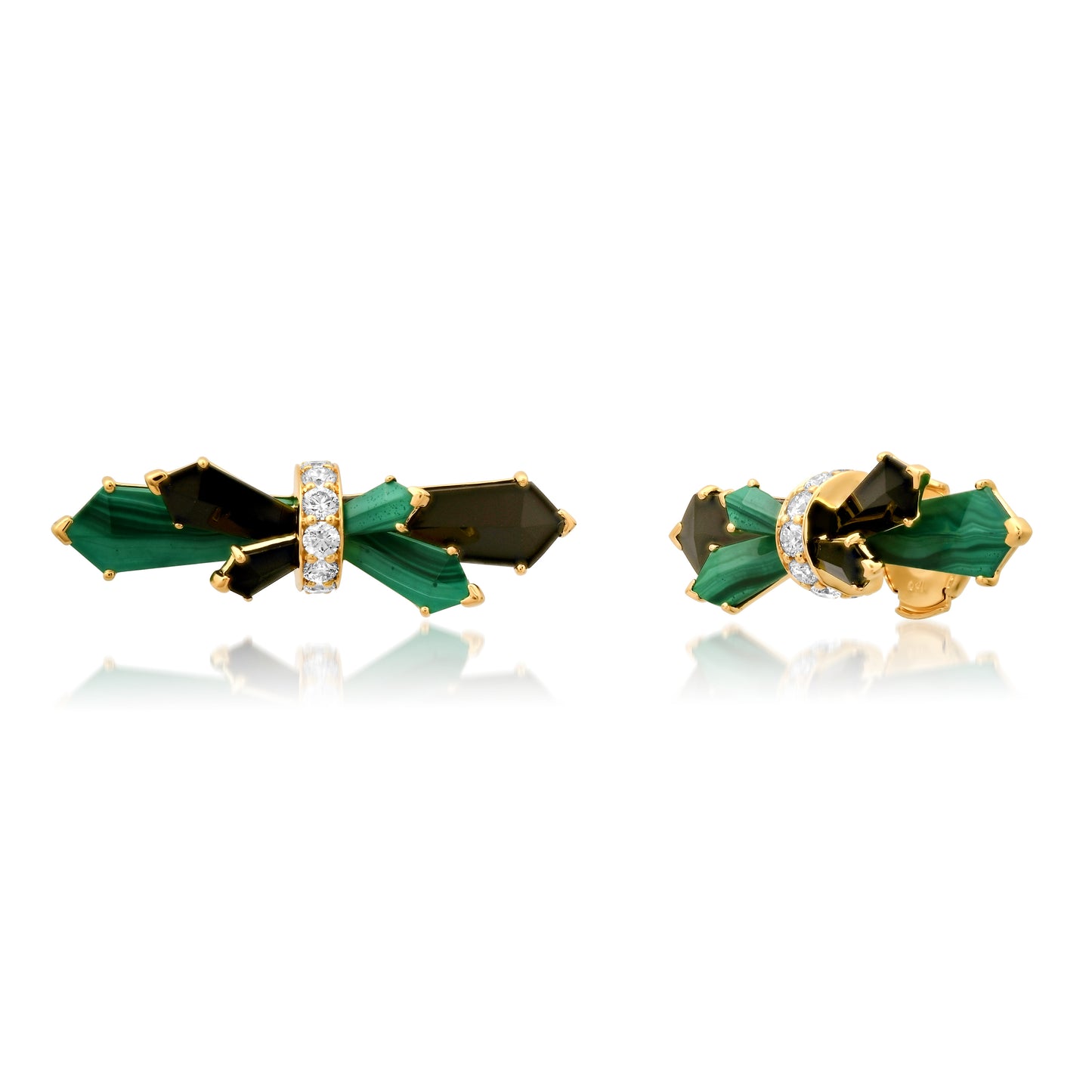Penacho Fan Mini Studs 18K Gold Diamond Earrings – 3 Combinations | Colette Jewelry