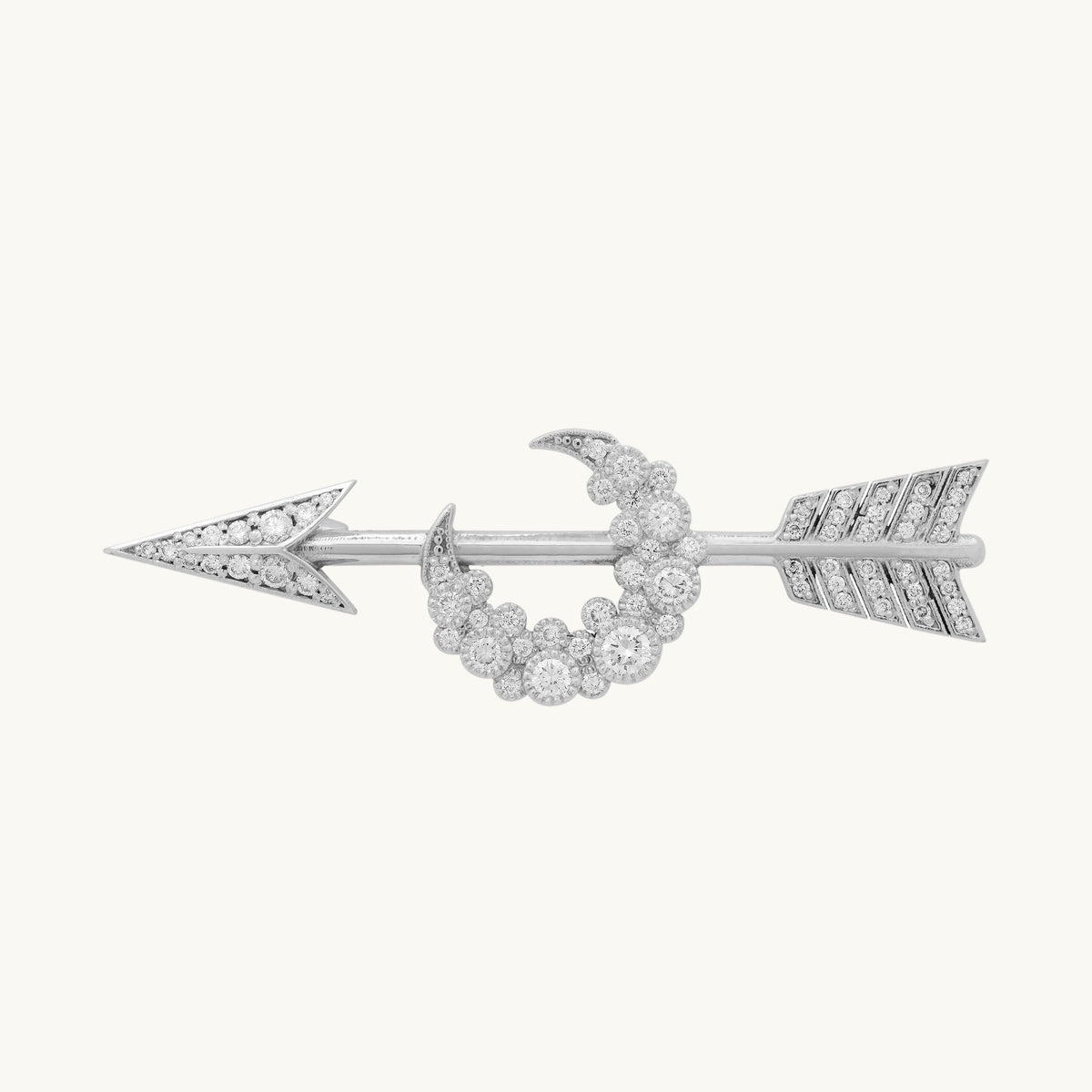 Galaxia Arrow Brooch in 18K White Gold with white diamond — Colette Jewelry