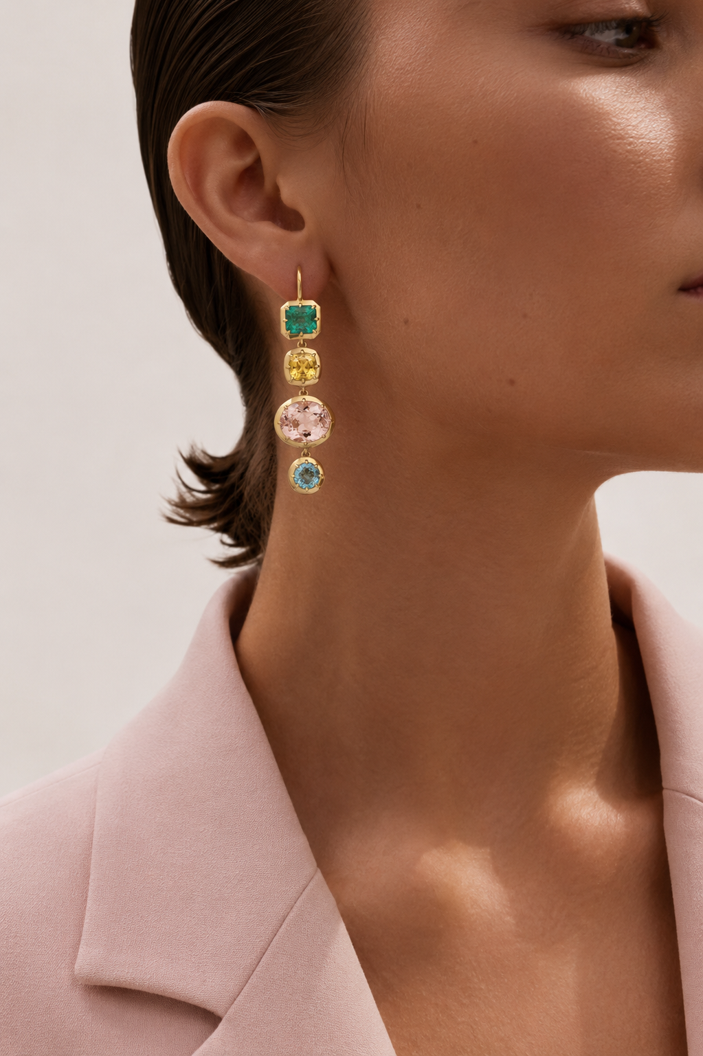 Gotitas Earrings – Emerald, Sapphire, Morganite & Apatite | Colette Jewelry