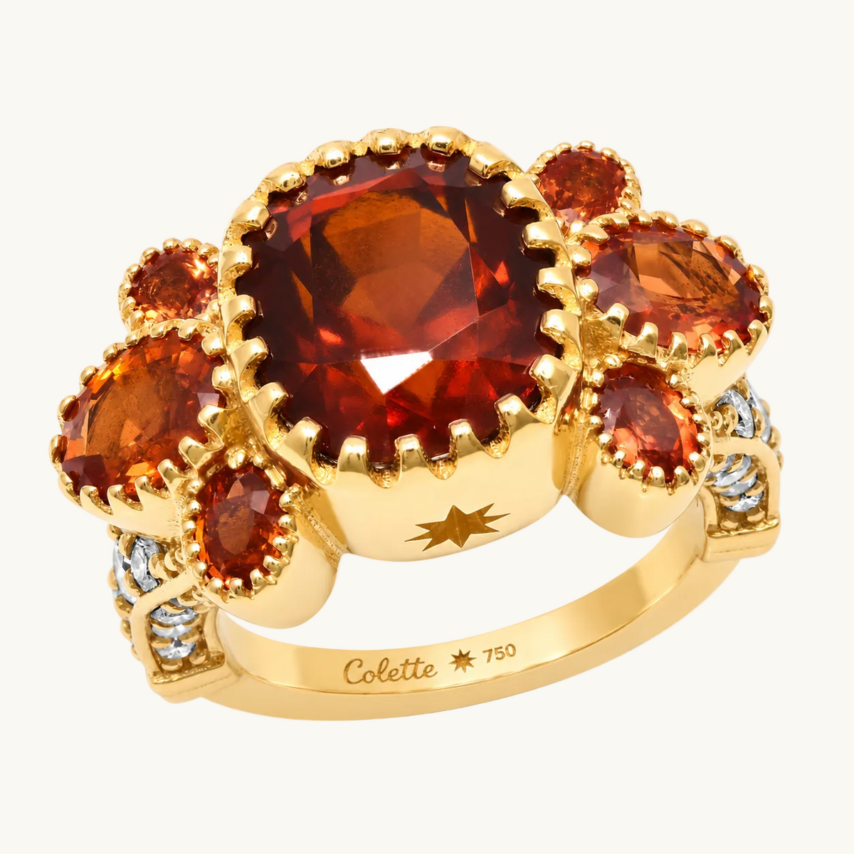 ANIS Fuego Ring Amber Eclipse Ring in 18K yellow gold with white diamond — Colette Jewelry