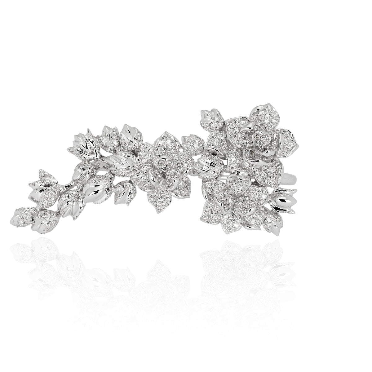 Roses Cross Finger Ring in 18K Gold with diamond — Colette Jewelry