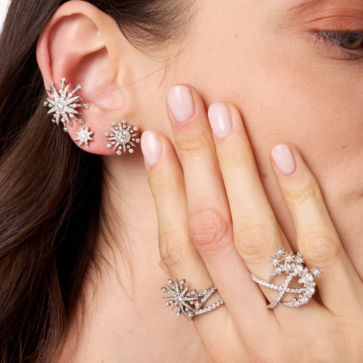 Stella Ear Cuff | White & Black Diamonds | 18K Gold | Galaxia | Colette Jewelry