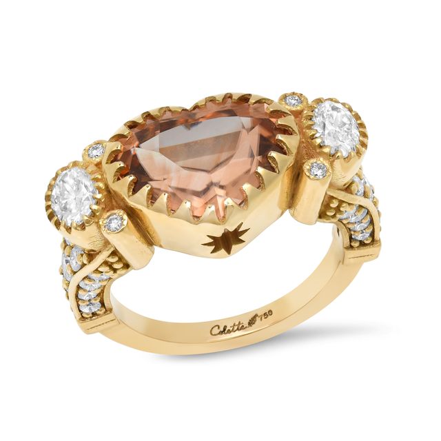 Anís “Paloma” Ring in 18K Yellow Gold with Champagne Zircon
