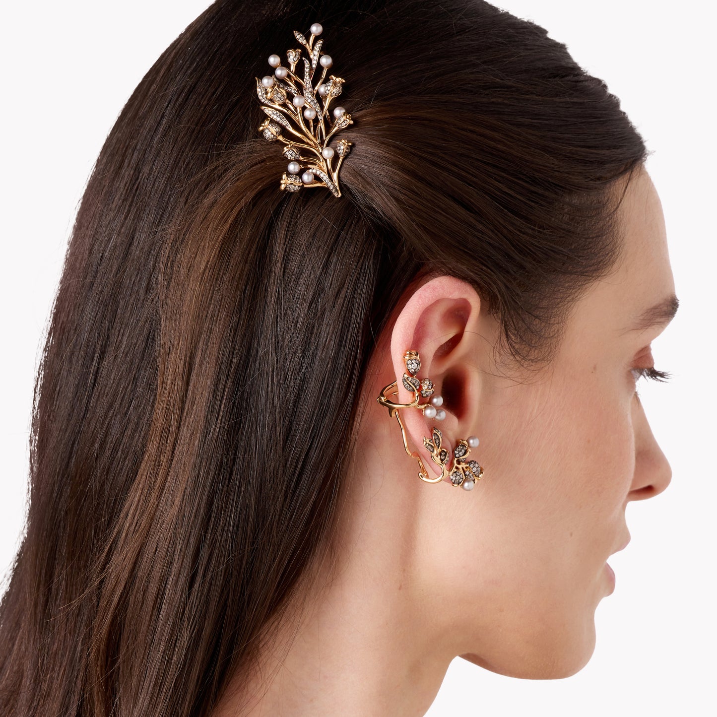 Pink Thistle Side Hair Comb | 18K Gold Head Piece | Colette Jewelry