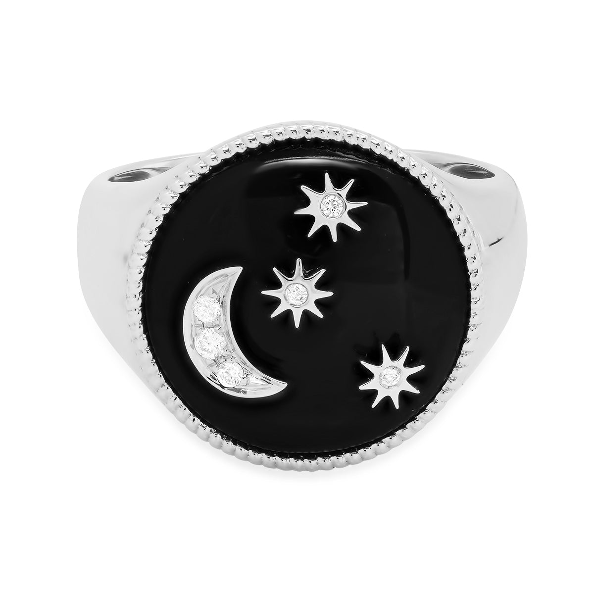 Moon and Stars Signet Ring & Studs in 18K Gold — Colette Jewelry