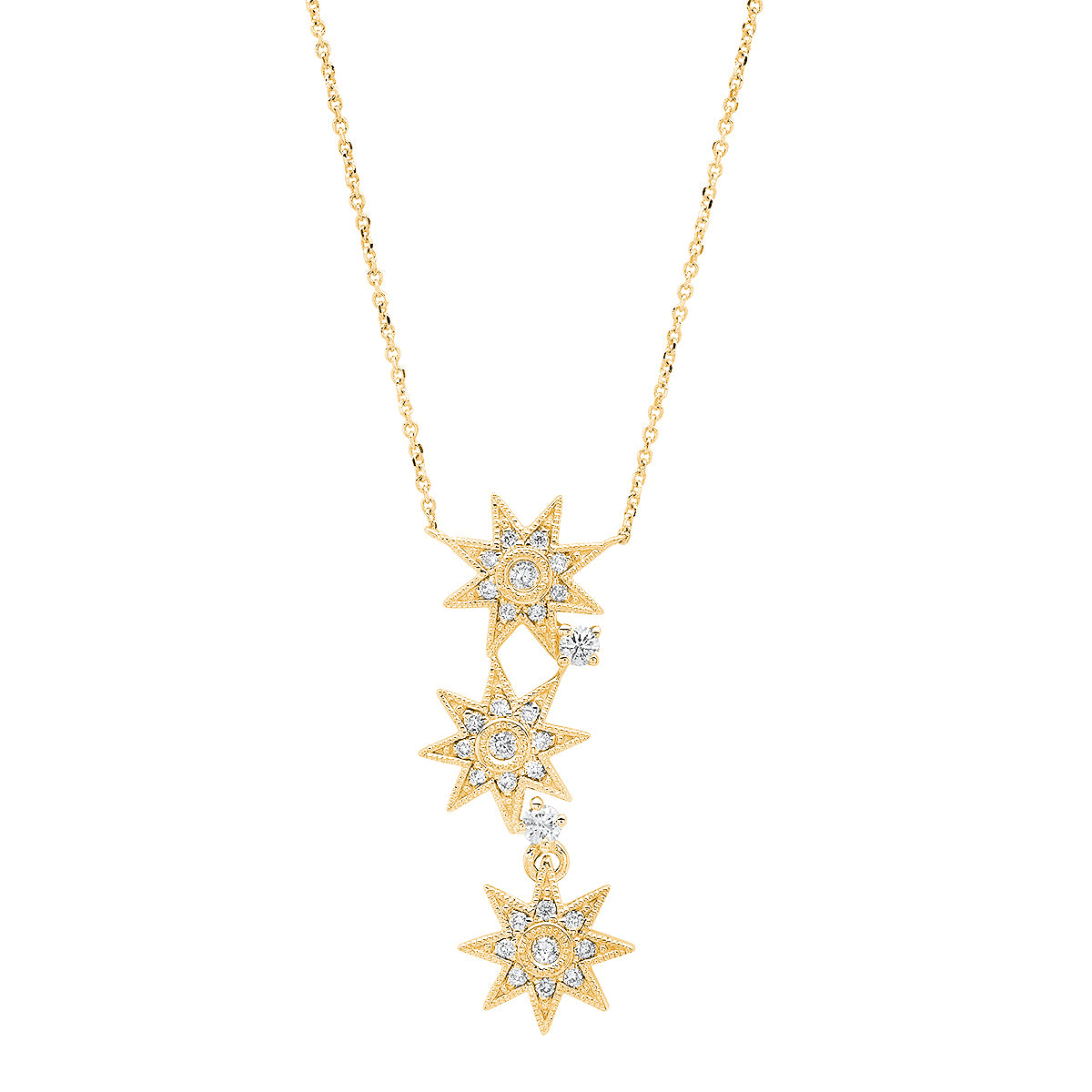 Three Star Necklace Three Colors 18K Gold Diamond Galaxia Colette Jewelry