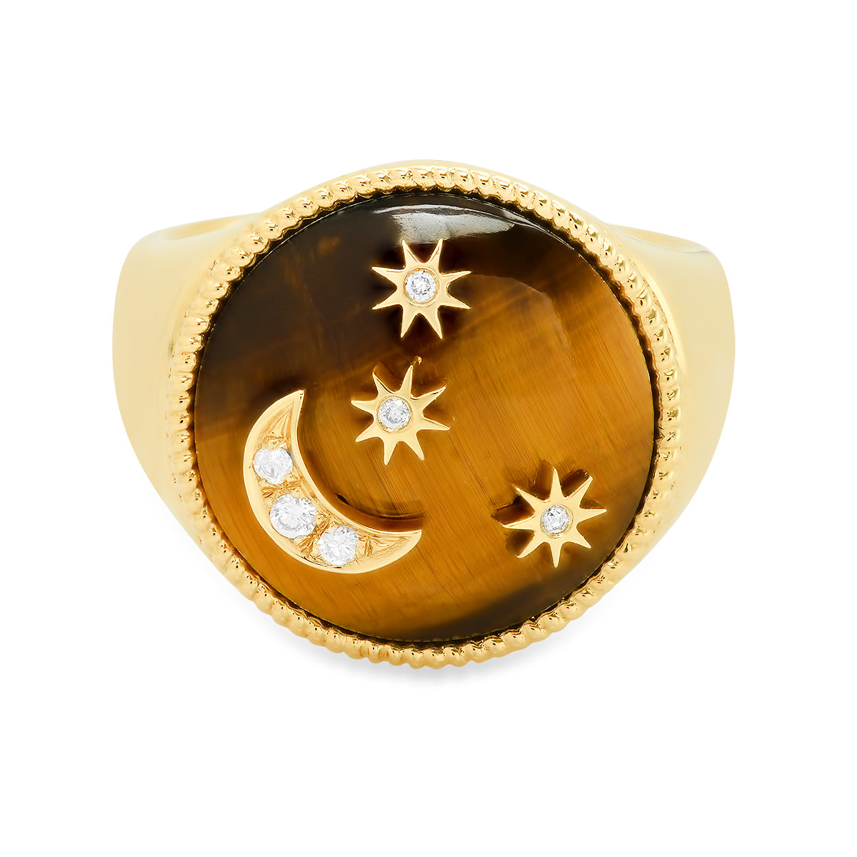 Moon and Stars Signet Ring | 18K Gold | Colette Jewelry