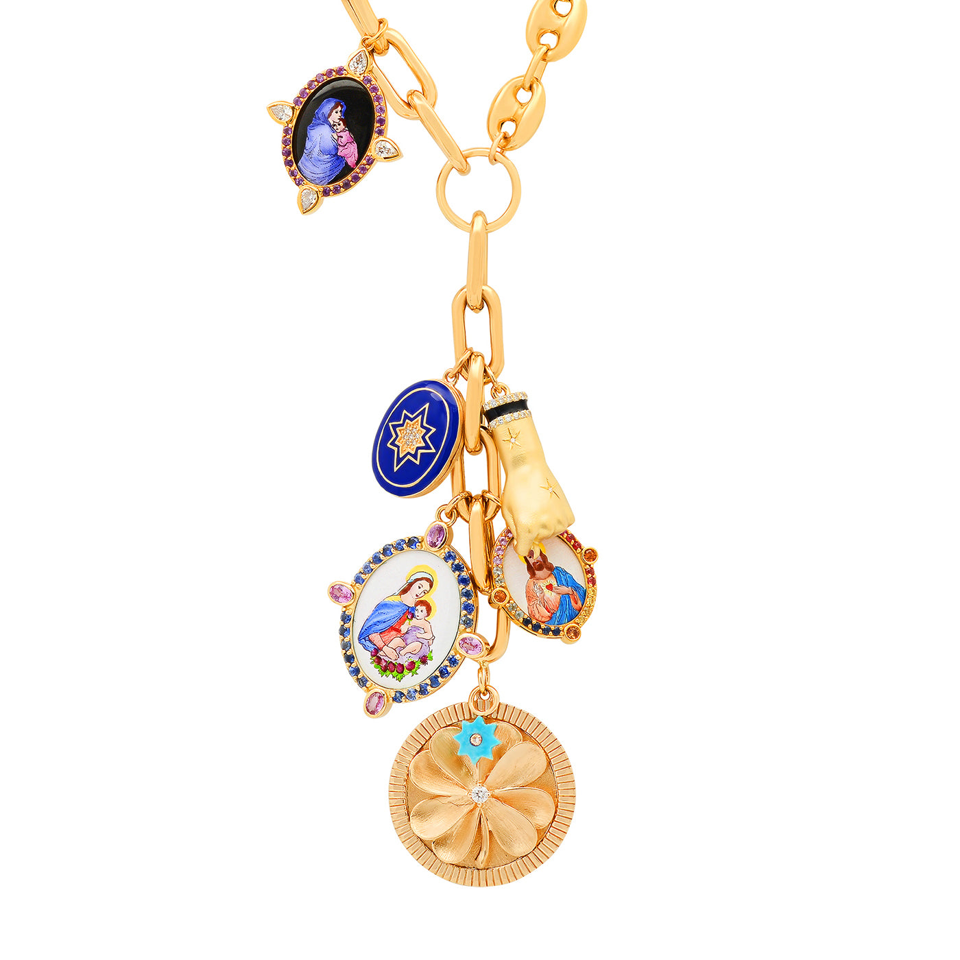Full Protection Necklace – 18K Gold, Diamonds & Mixed Stones | Colette Jewelry