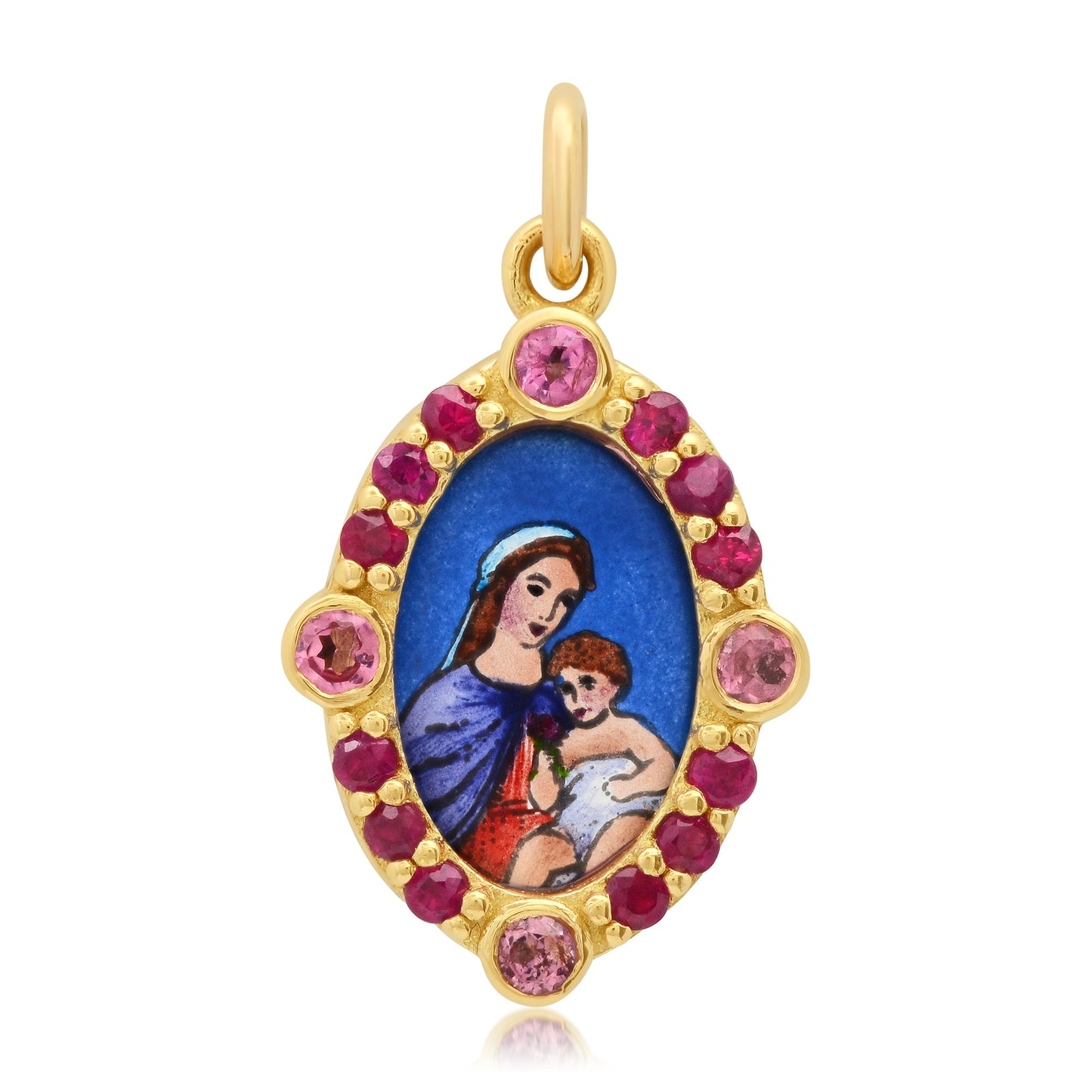 Madonna with Child Mini Medal Necklace 18K Gold | Santos y Cielos | Colette Jewelry