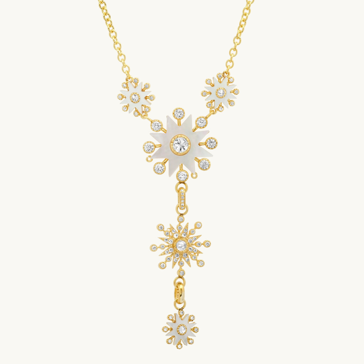 White Comète Necklace in 18K Rose Gold & Diamond Necklace with white diamond — Colette Jewelry