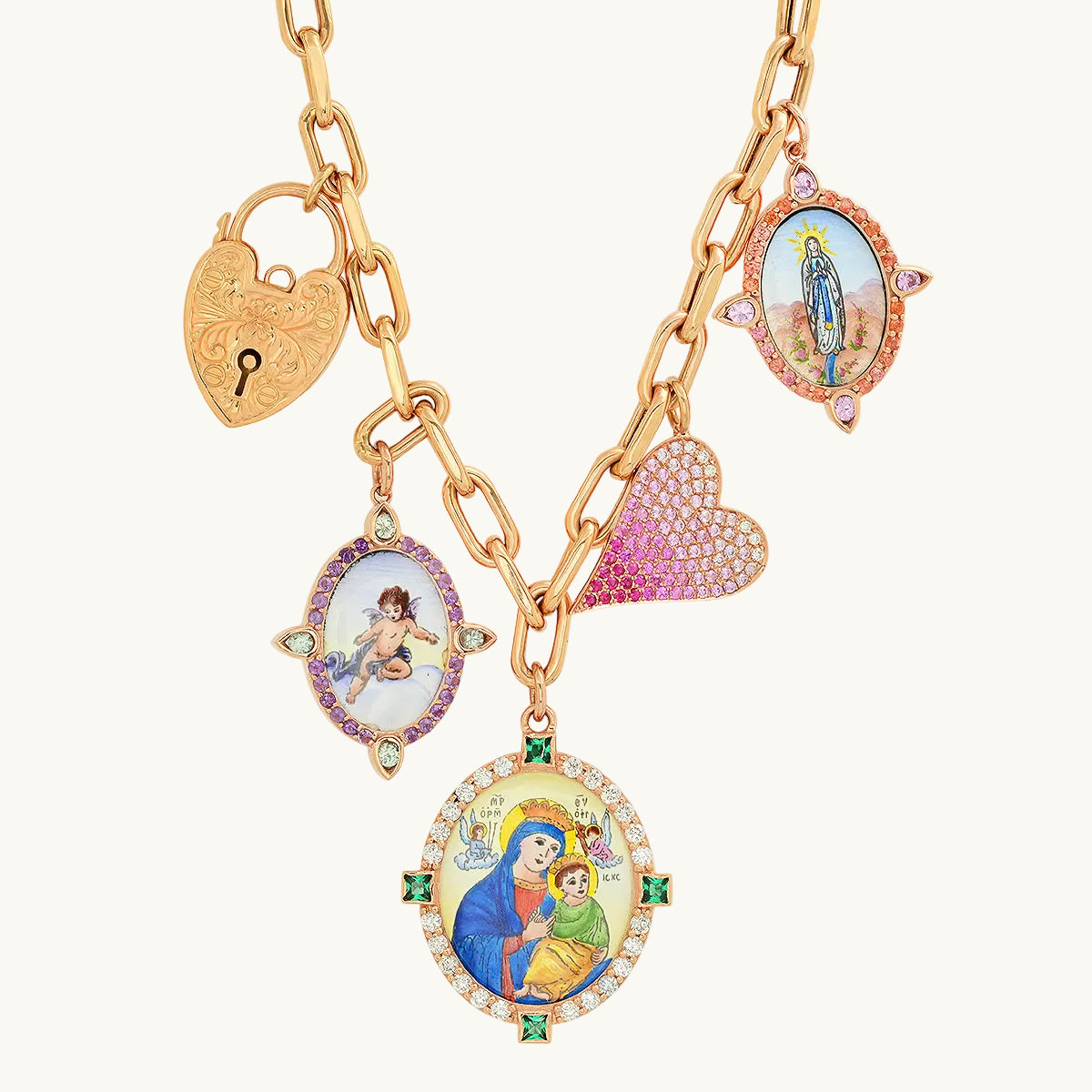 Love and Lock Necklace in 18K gold with white diamond — Colette Jewelry