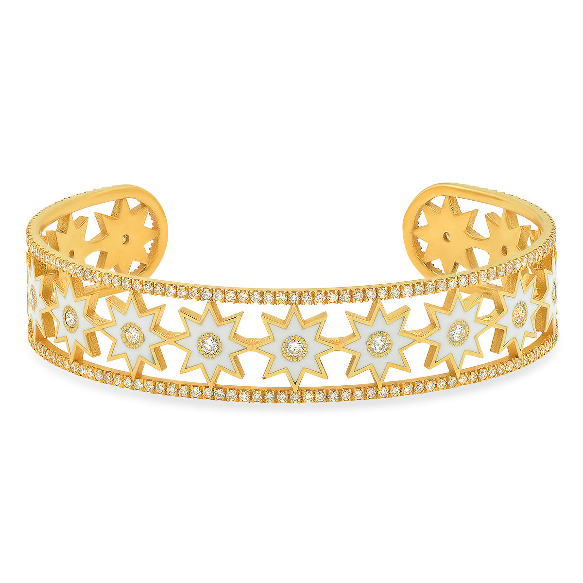 White Twinkle Star Cuff Bracelet in 18K Gold with Diamonds — Colette Jewelry