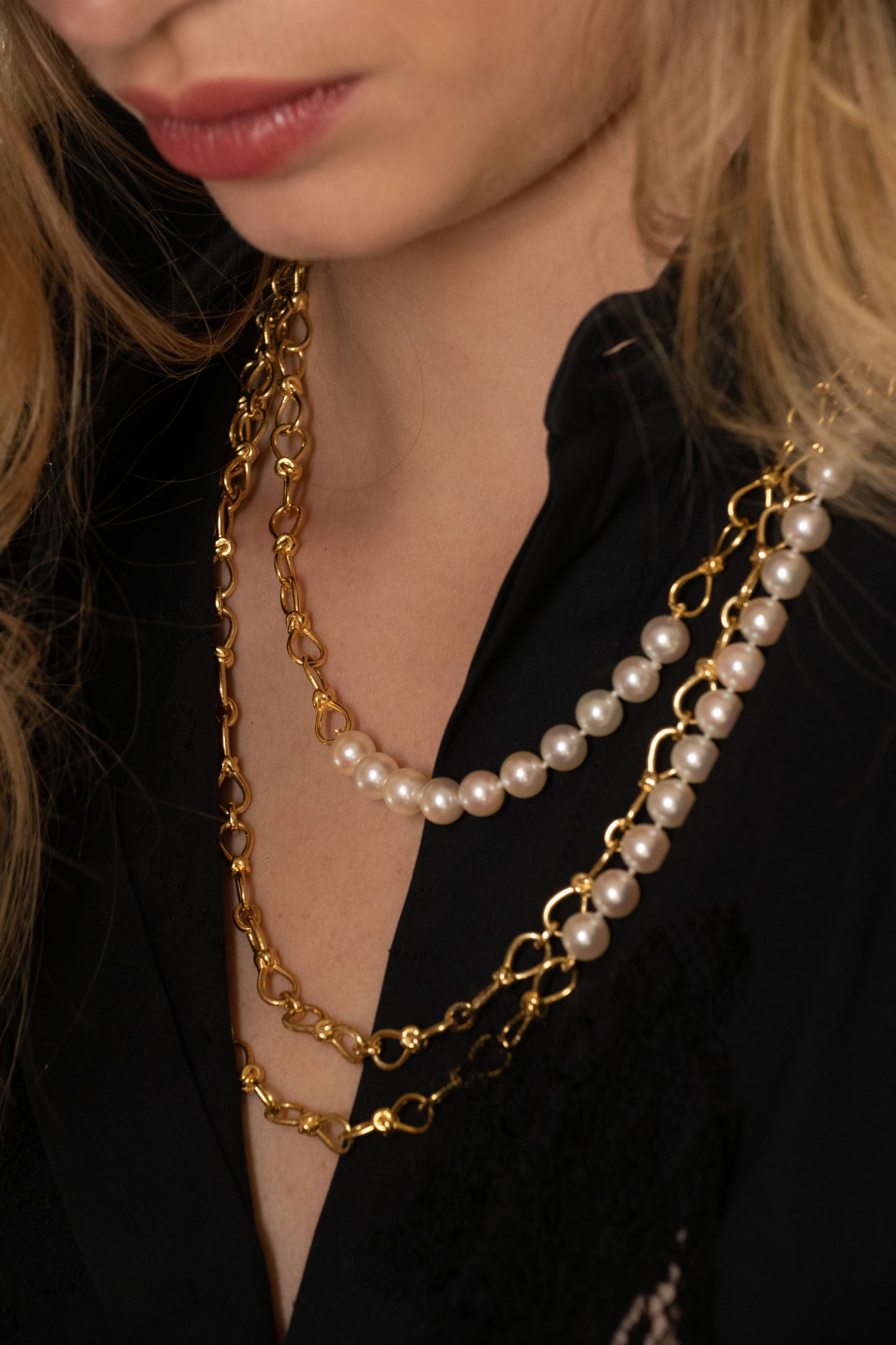 Toi et Moi Pearl Necklace in 18K Gold | Colette Jewelry