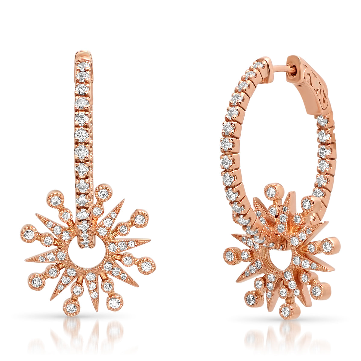 Star Hoop Earrings Three Colors 18K Gold Diamond & Gemstone Colette Jewelry