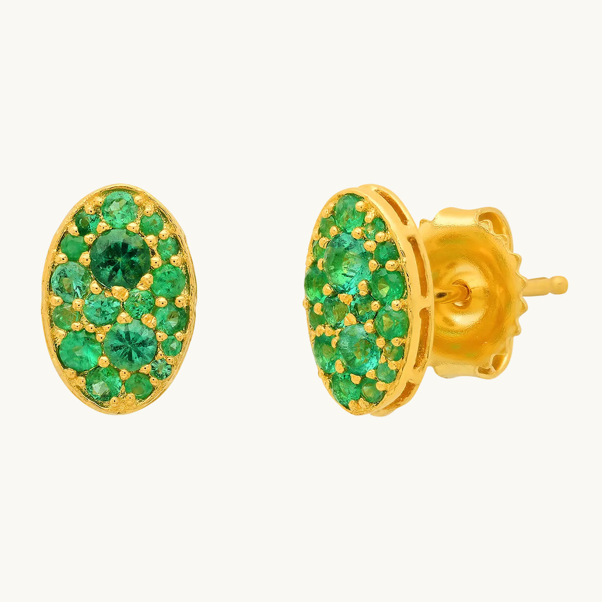 Petit Cluster Studs Tsavorite in 18K Gold Stud Earrings with diamond — Colette Jewelry