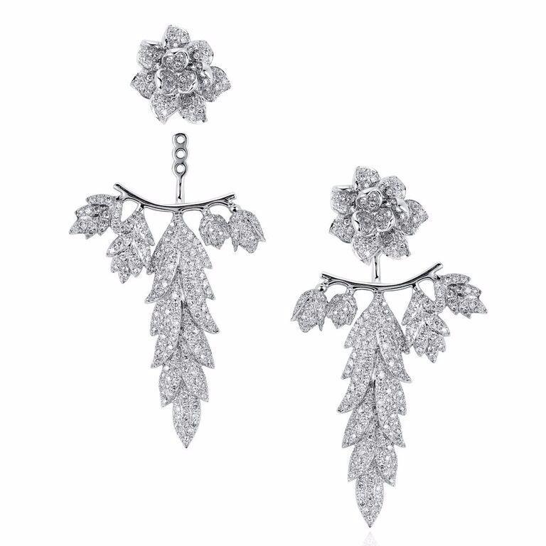 White Stella Stud Earrings | 18K Gold & Diamond | Colette Jewelry