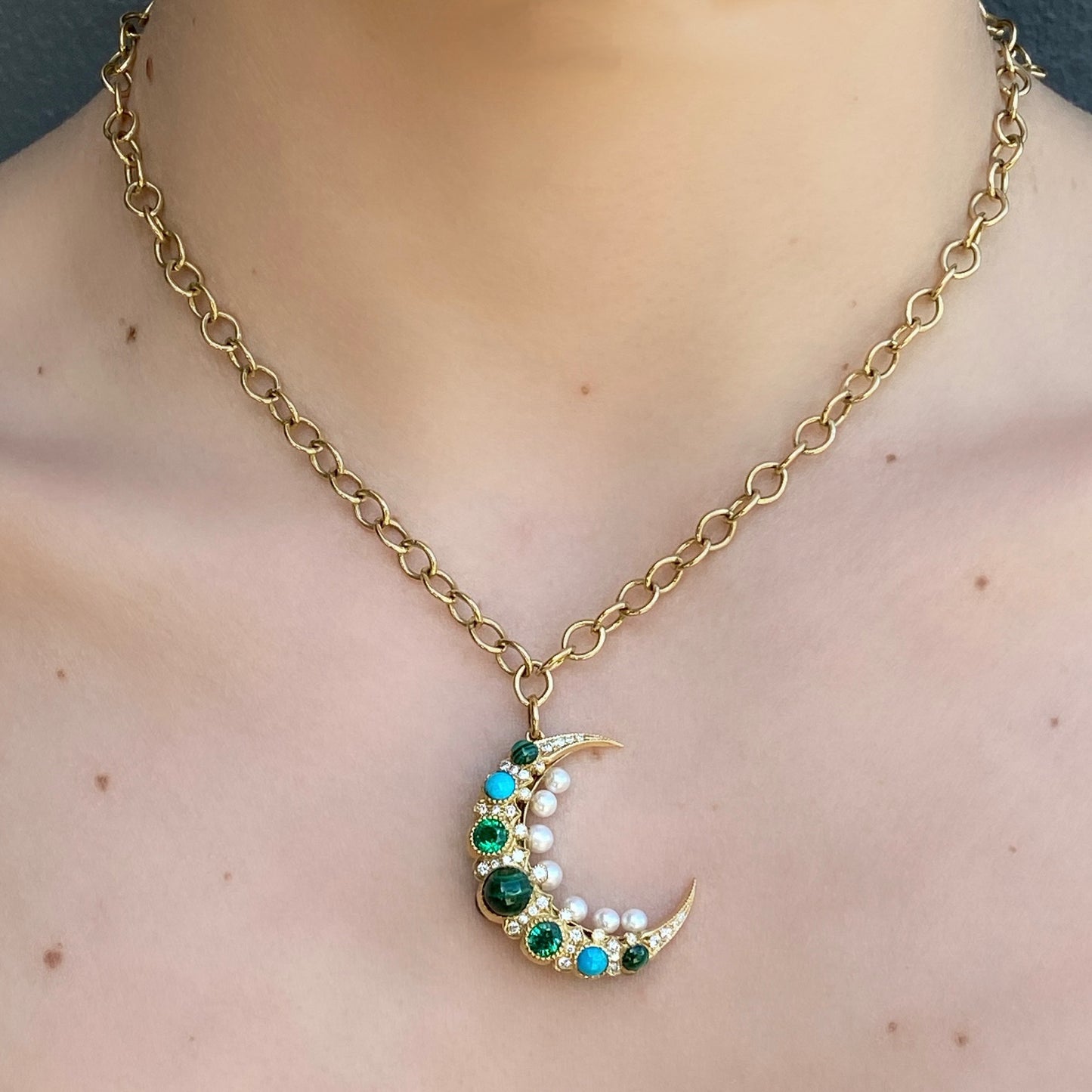 Cosmo Mooncage Necklace – 18K Gold & Diamond Celestial Pendant | Colette Jewelry