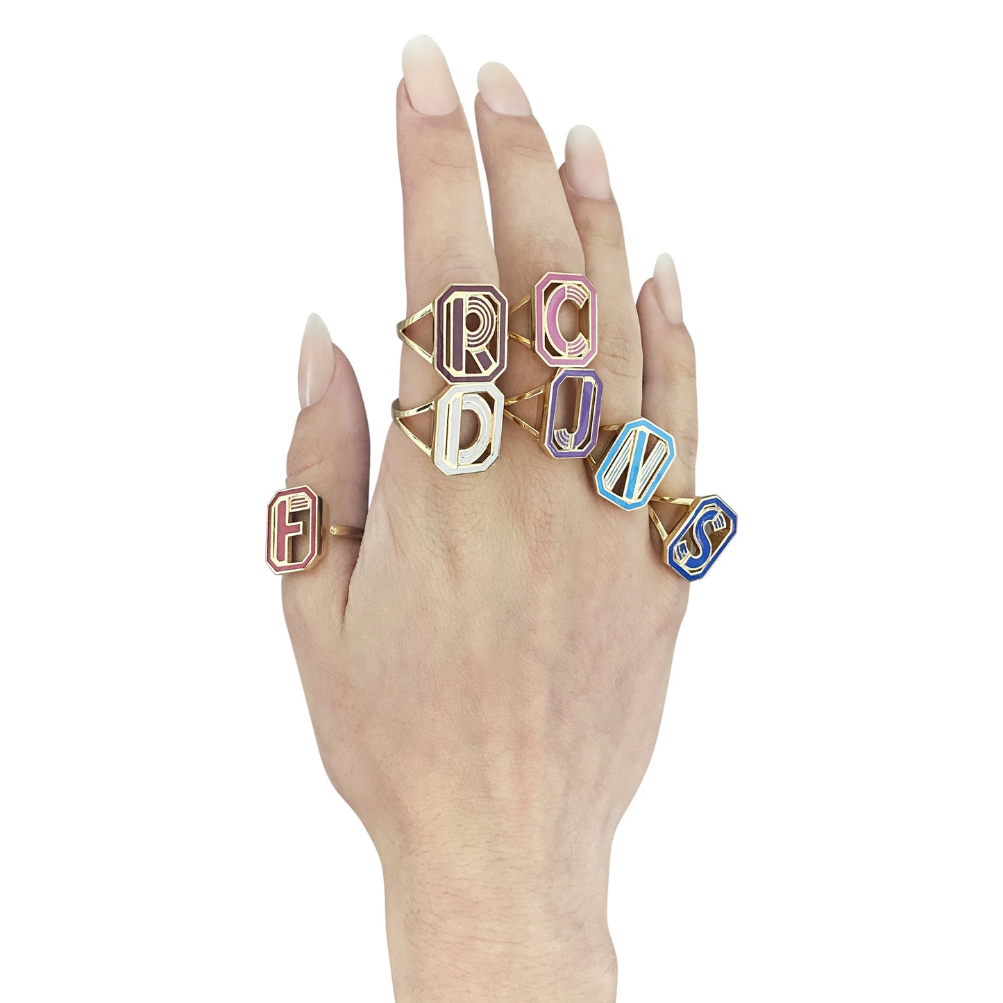 Gatsby Initial Ring in 18K Gold – Fifteen Colors | Colette Jewelry