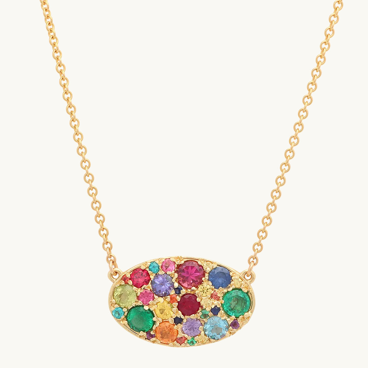 Bouvines Big Cluster Pendant Multicolor Sapphire 18K Gold — Colette Jewelry
