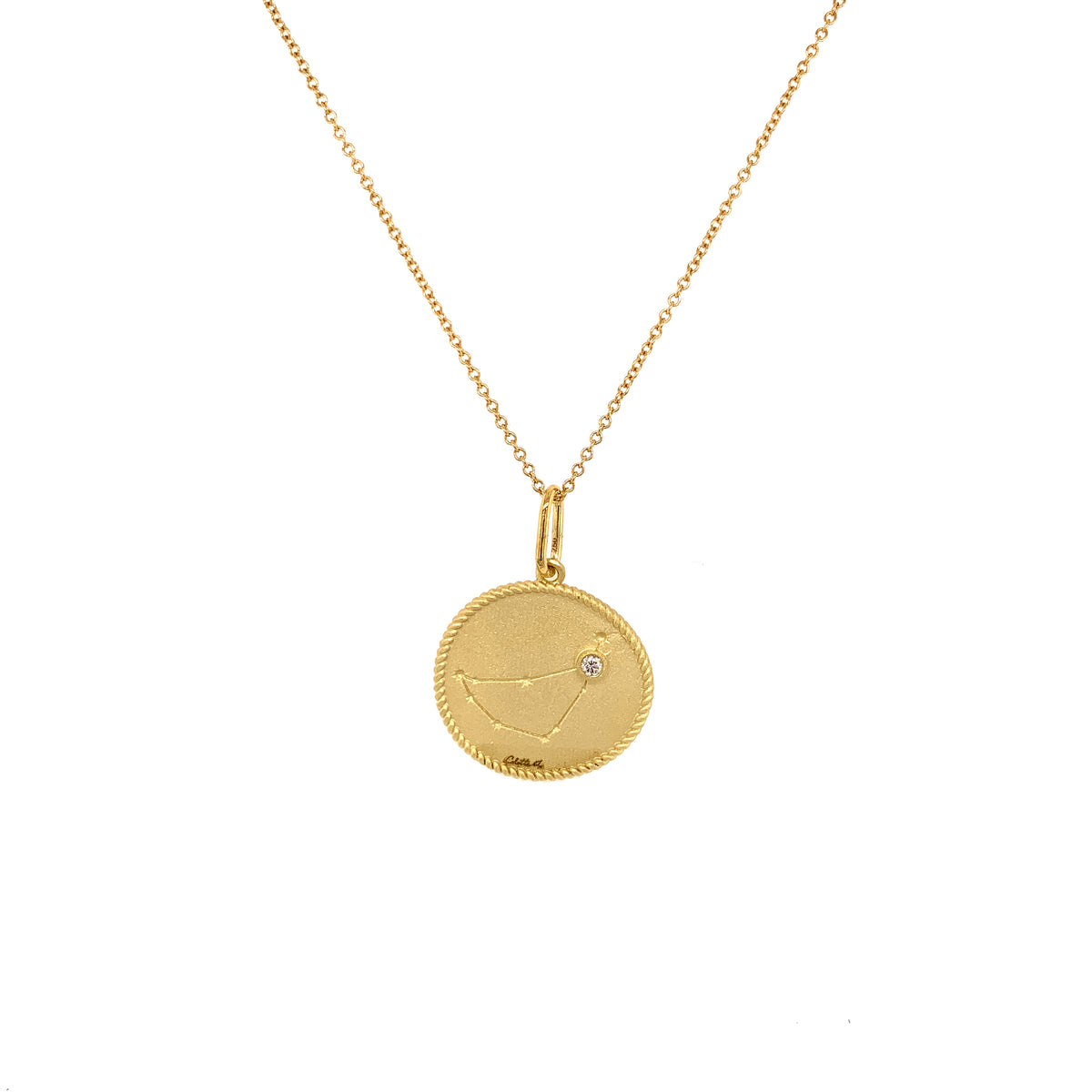 Capricorn Double-Sided Zodiac Pendant in 18K Gold — Colette Jewelry