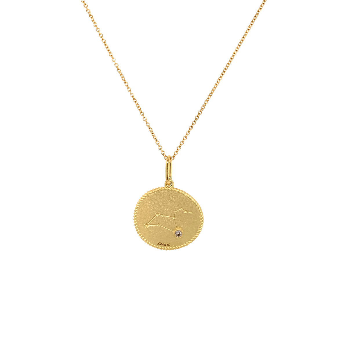 Leo Zodiac Double-Sided Pendant Necklace in 18K Gold — Colette Jewelry
