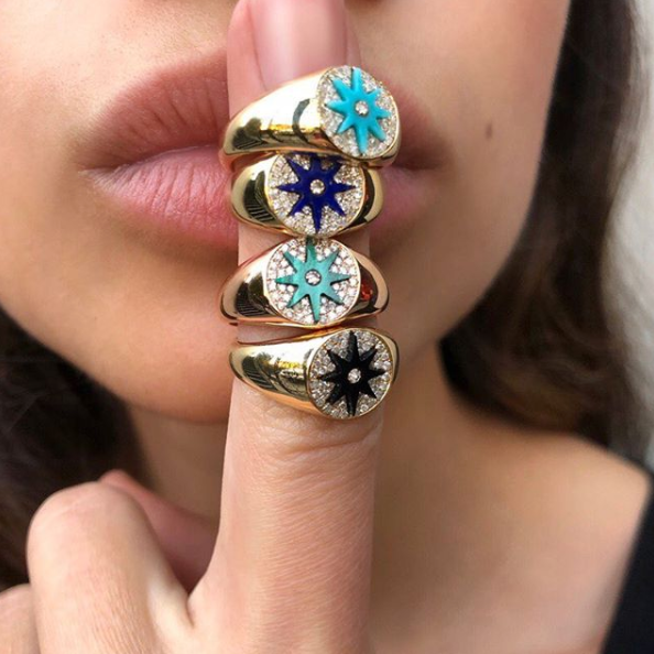 Star Signet Ring in 18K Gold with Onyx Hardstone | Colette Jewelry