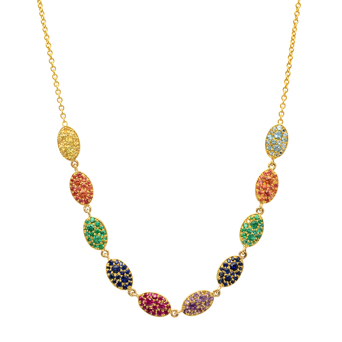 Charlotte Cluster Necklace in Multicolor Sapphire | Colette Jewelry