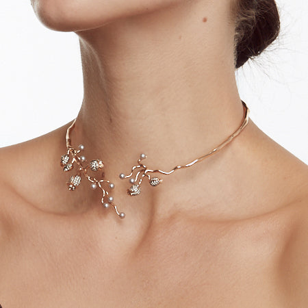 Pink Cirsium Collar Necklace | 18K Gold & Pink Sapphires | Colette Jewelry