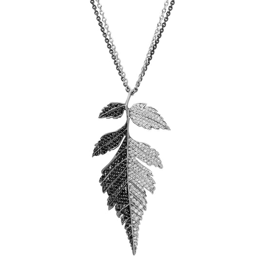 Grande Feuille Pendant 18K Gold Leaf Necklace with diamond — Colette Jewelry