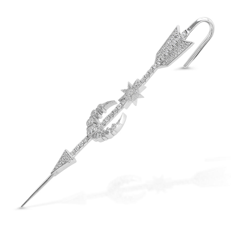Arrow Ear Pin 18K White Gold Diamond Earring | Colette Jewelry