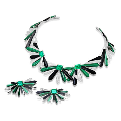 Colette x MUZO Full Set – Emerald & Diamond 18K Gold High Jewelry Collection with brilliant-cut diamond — Colette Jewelry
