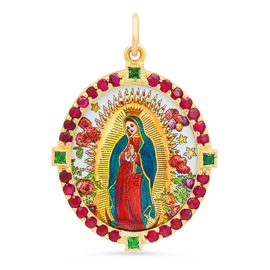 Virgen de Guadalupe Big Medal Charm 18K Gold | Colette Jewelry