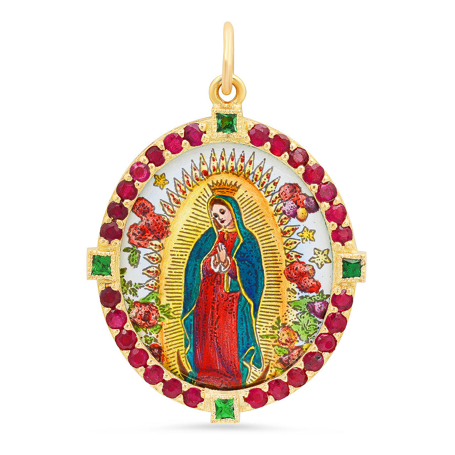 Virgen de Guadalupe Big Medal Charm 18K Gold | Colette Jewelry