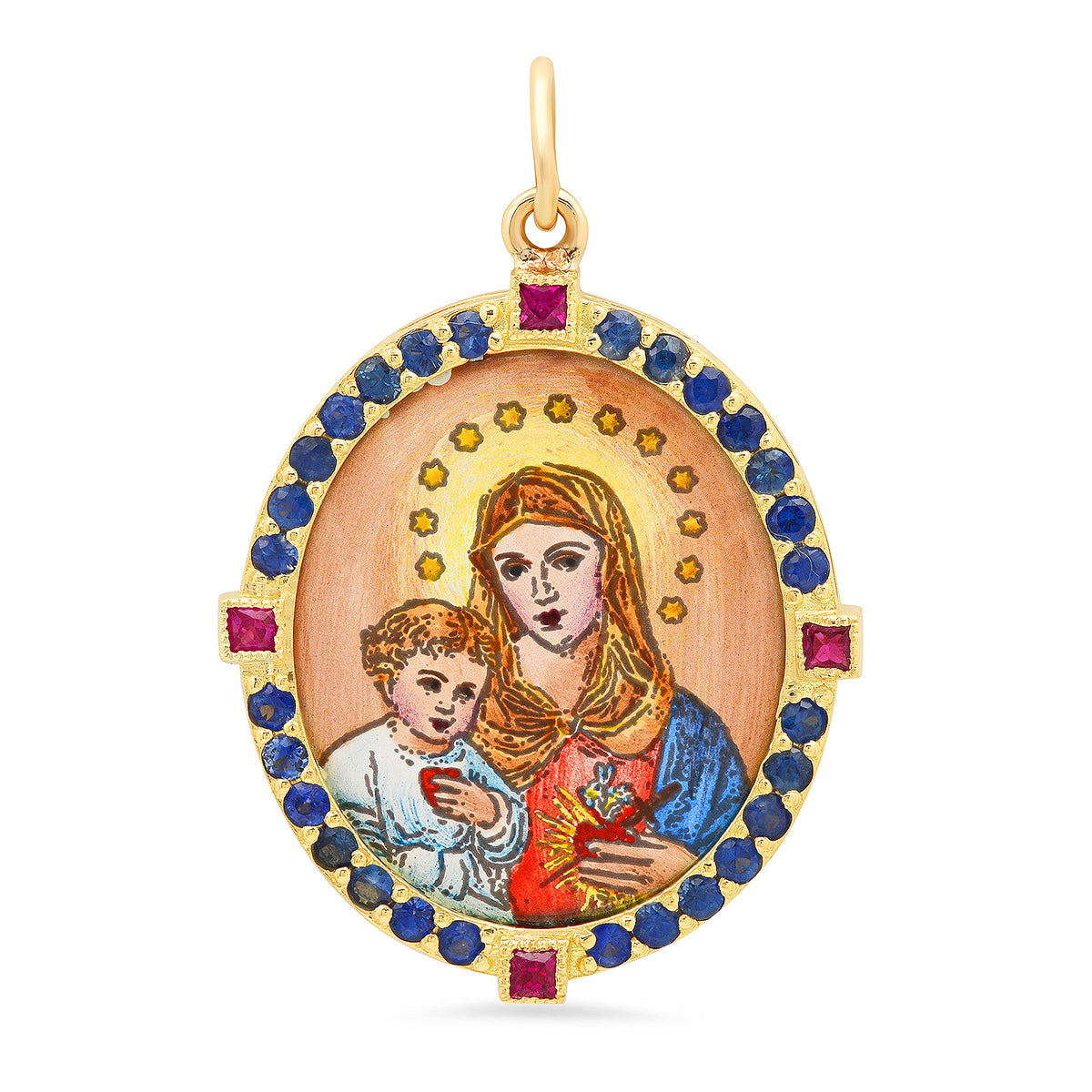 Mother and Son Big Medal Charm 18K Gold | Colette Jewelry