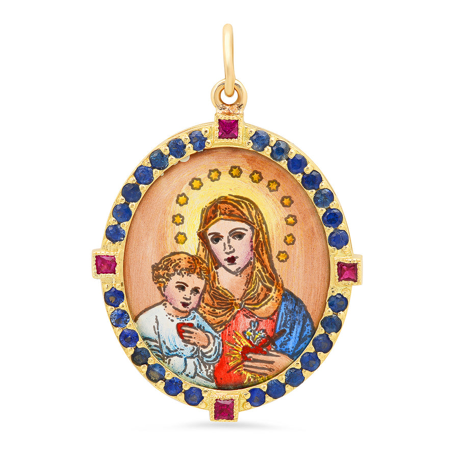 Mother and Son Big Medal Charm 18K Gold | Colette Jewelry