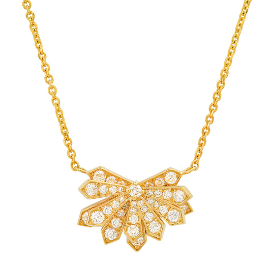 Fan Pendant Pavé 18K Gold Diamond Necklace | Colette Jewelry
