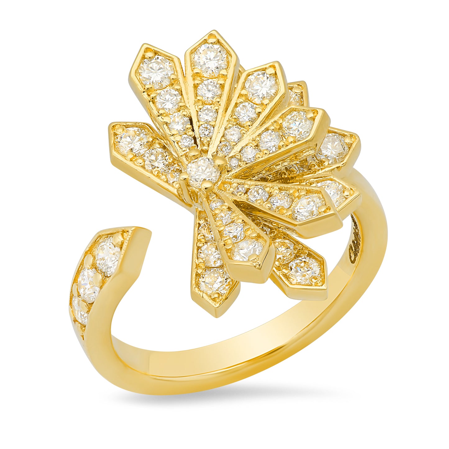 Fan Ring Pavé 18K Gold Diamond Ring | Colette Jewelry
