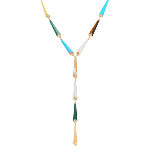 Feather Long Necklace | 18K Gold & Diamonds | Colette Jewelry