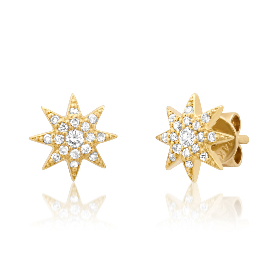 Glow Stars Pavé Studs | 18K White Gold & Diamond Earrings | Colette Jewelry
