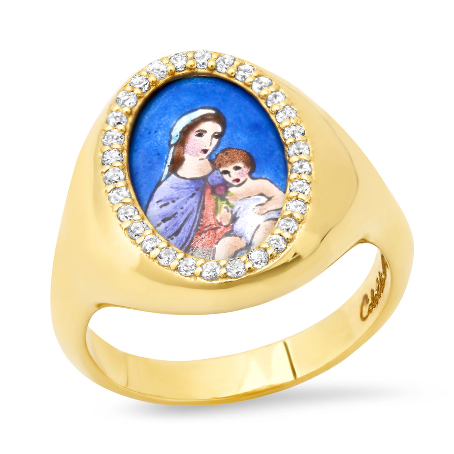 Santos Signet Mother and Son 18K Gold Ring | Santos y Cielos | Colette Jewelry