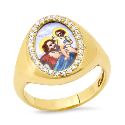 Santos Signet Father and Son Ring 18K Gold | Santos y Cielos | Colette Jewelry
