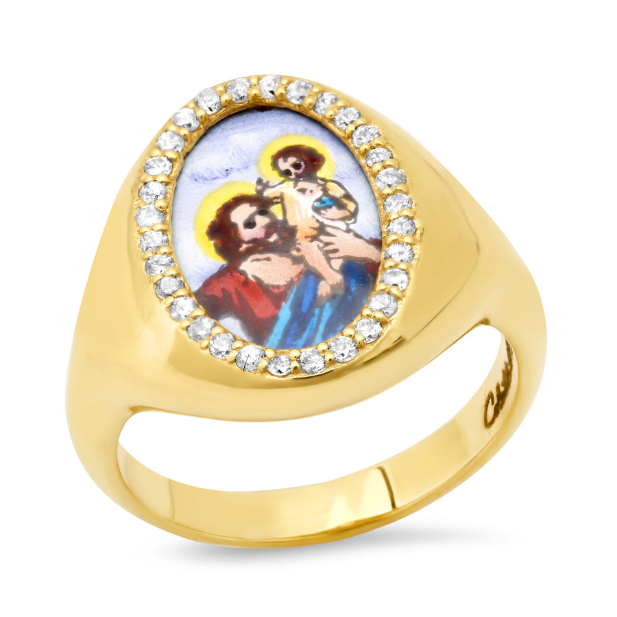Santos Signet Father and Son Ring 18K Gold | Santos y Cielos | Colette Jewelry