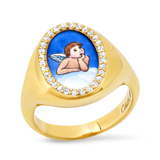 Santos Signet Little Angel Ring 18K Gold Colette Jewelry