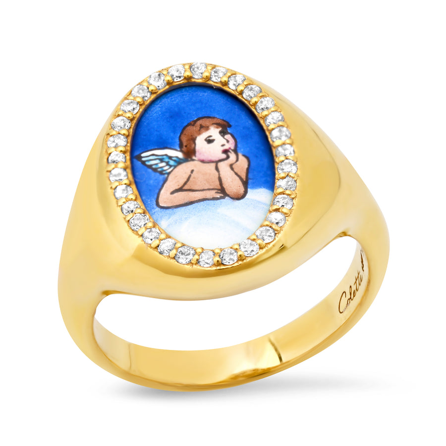 Santos Signet Little Angel Ring 18K Gold Colette Jewelry
