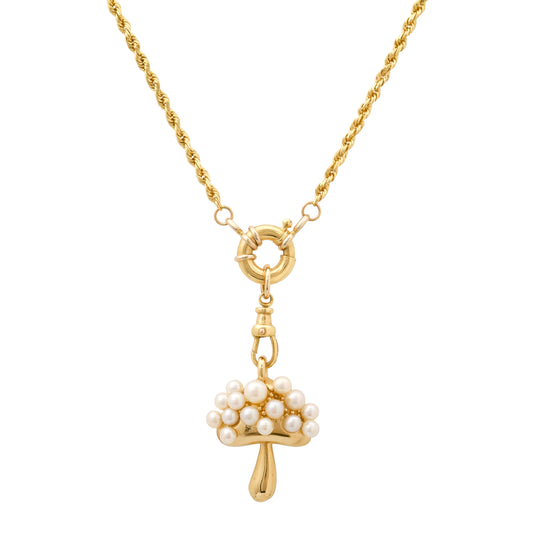 Mushroom Pendant with Pearls in 18K Gold | Colette Jewelry