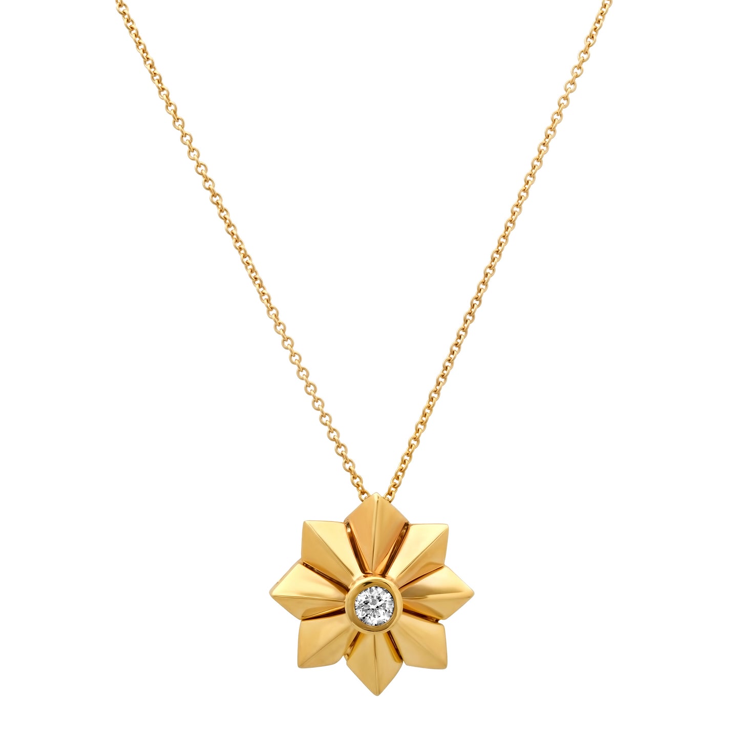 Penacho Large Flower Pendant 18K Gold Diamond Colette Jewelry