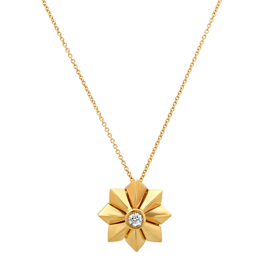 Penacho Large Flower Pendant 18K Gold Diamond Colette Jewelry