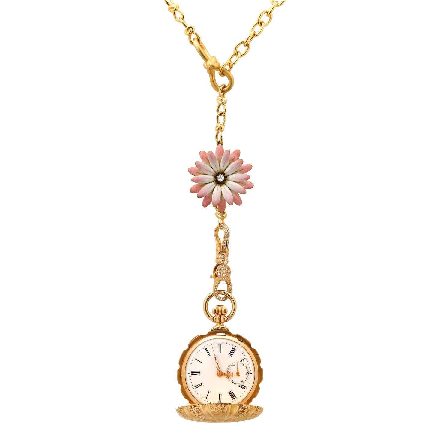 Antique Daisy Watch 18K Gold Diamond Floral Dial — Colette Jewelry