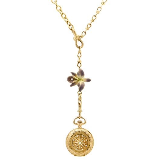Antique Orchid Watch — 18K Gold & Diamond Timepiece | Colette Jewelry
