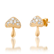Mushroom Studs with White Diamonds in 18K Gold | Colette Jewelry